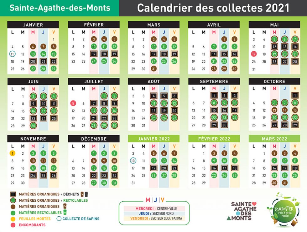 Ville de SainteAgathedesMonts Centreville Calendrier de collecte